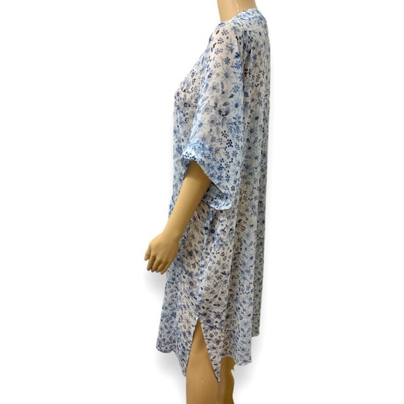 Rachel Zoe Blue Floral Kimono Robe Loungewear Cover Up Dress Women’s One size - Picture 7 of 14